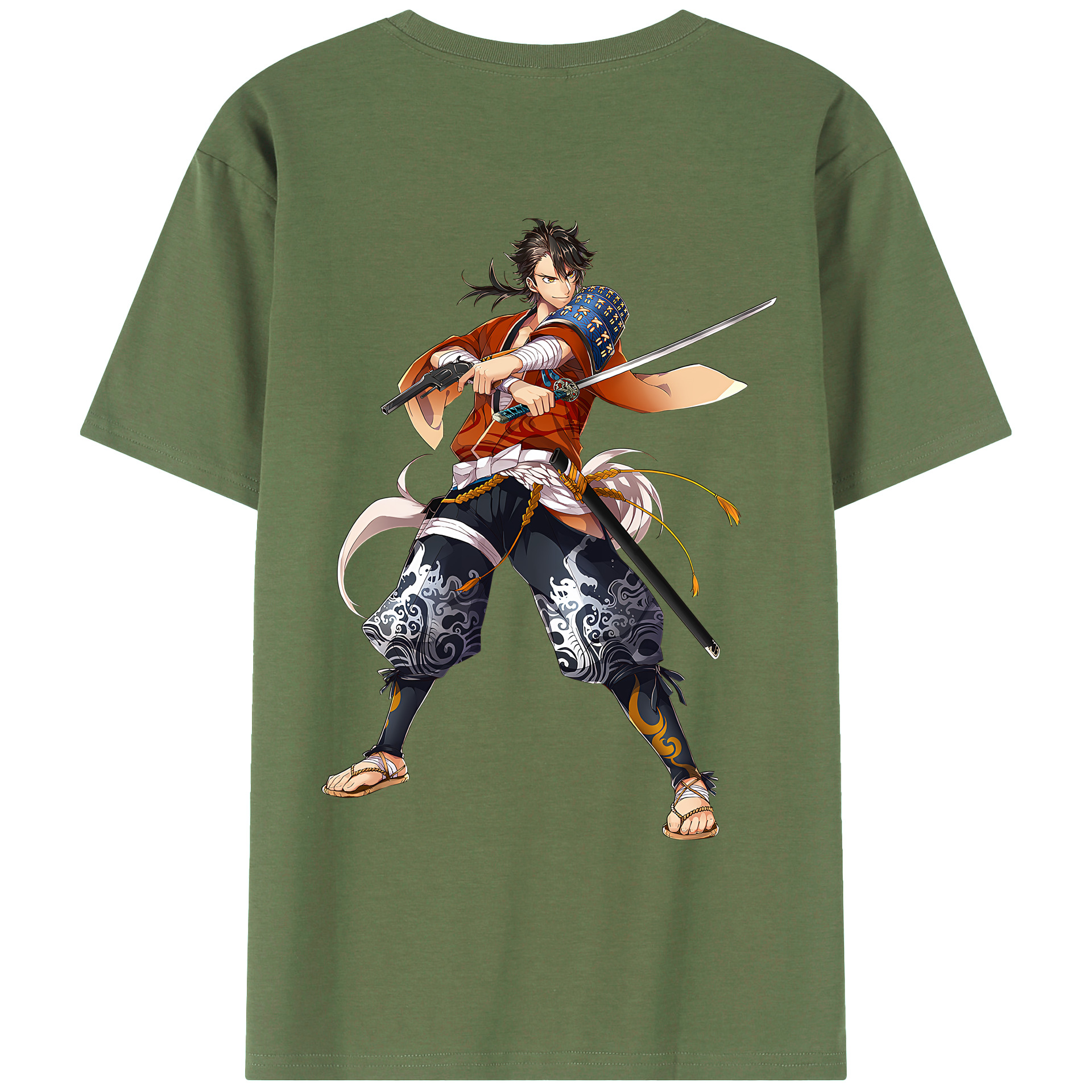 （画像用） 刀剣乱舞 Touken Ranbu 綿100％ メンズ半袖Tシャツ（バックプリント） 通気性